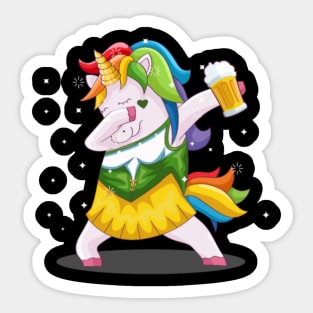 Oktoberfest Party Unicorn beer Mass and Dirndl Sticker